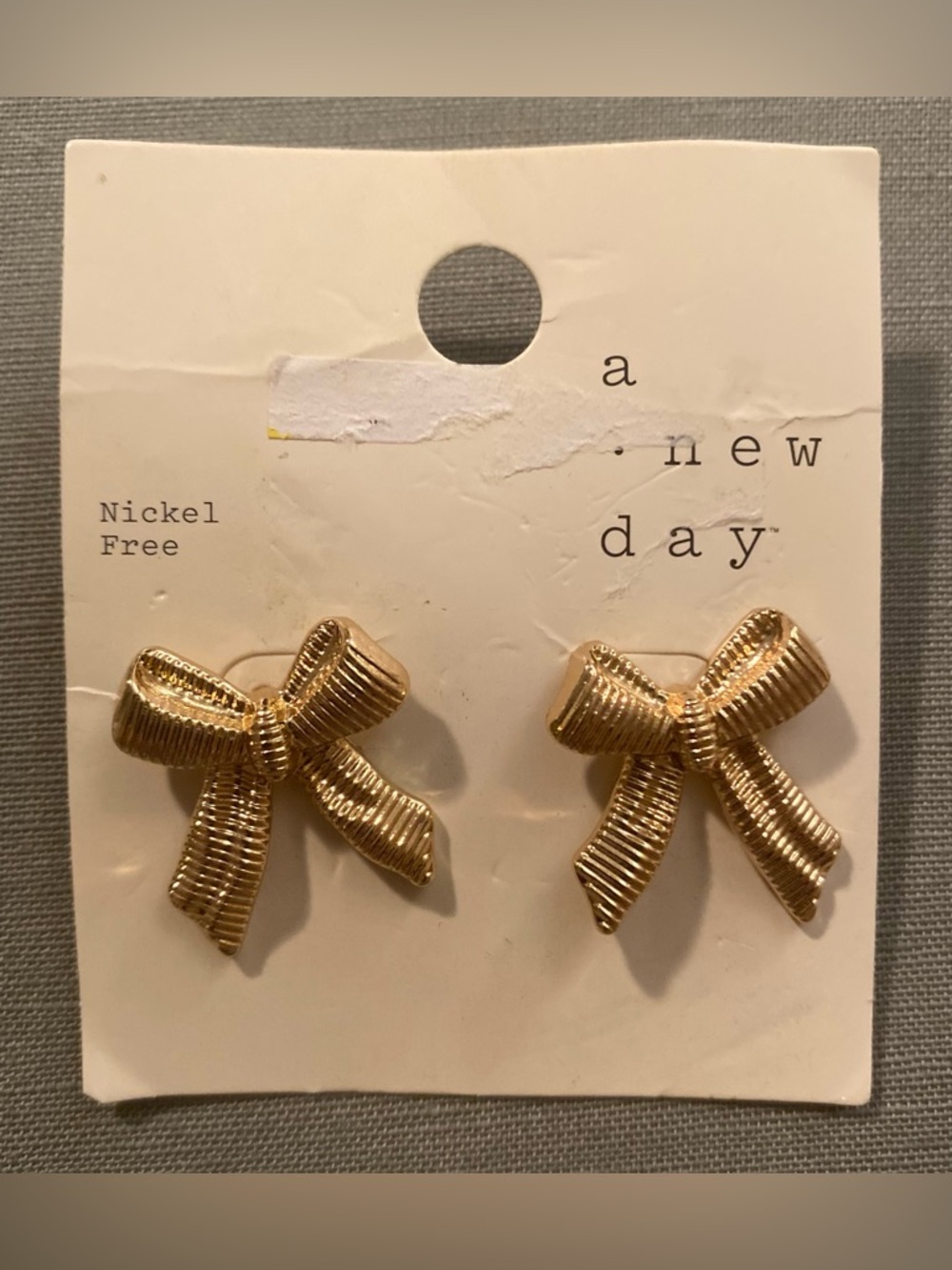 a new day Gold Ribbon Bow Earrings